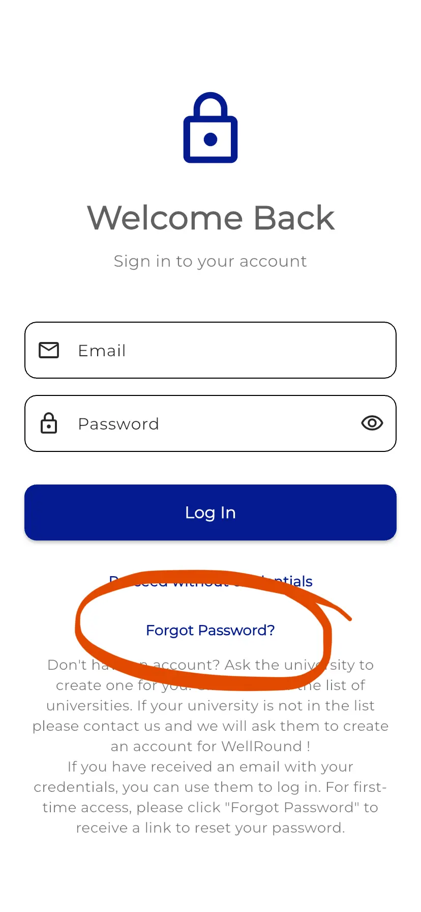 iOS Step 1 - Reset your password for your first access
